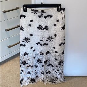 Alice + Olivia White and Black Crochet Maxi Skirt